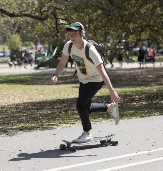 person walking at the park